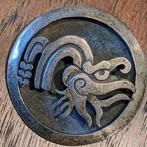 Vintage CHEO Taxco Sterling 925 Silver Brooch Pendant QUETZALCOATL Aztec Eagle 3